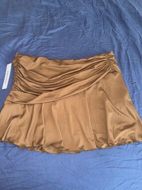 Princess Polly Ruched Brown Skater Mini Skirt